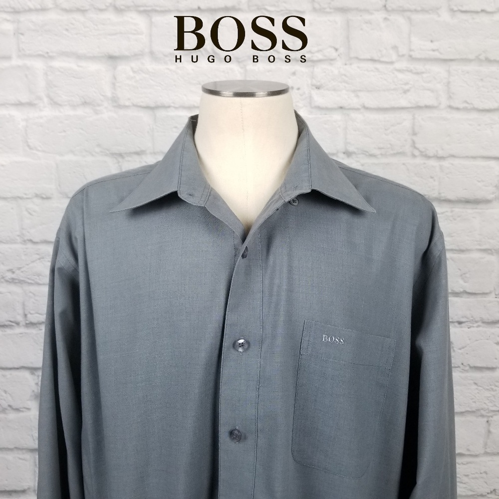 Hugo Boss Button Front Casual  Dress Shirt Sz 17.5